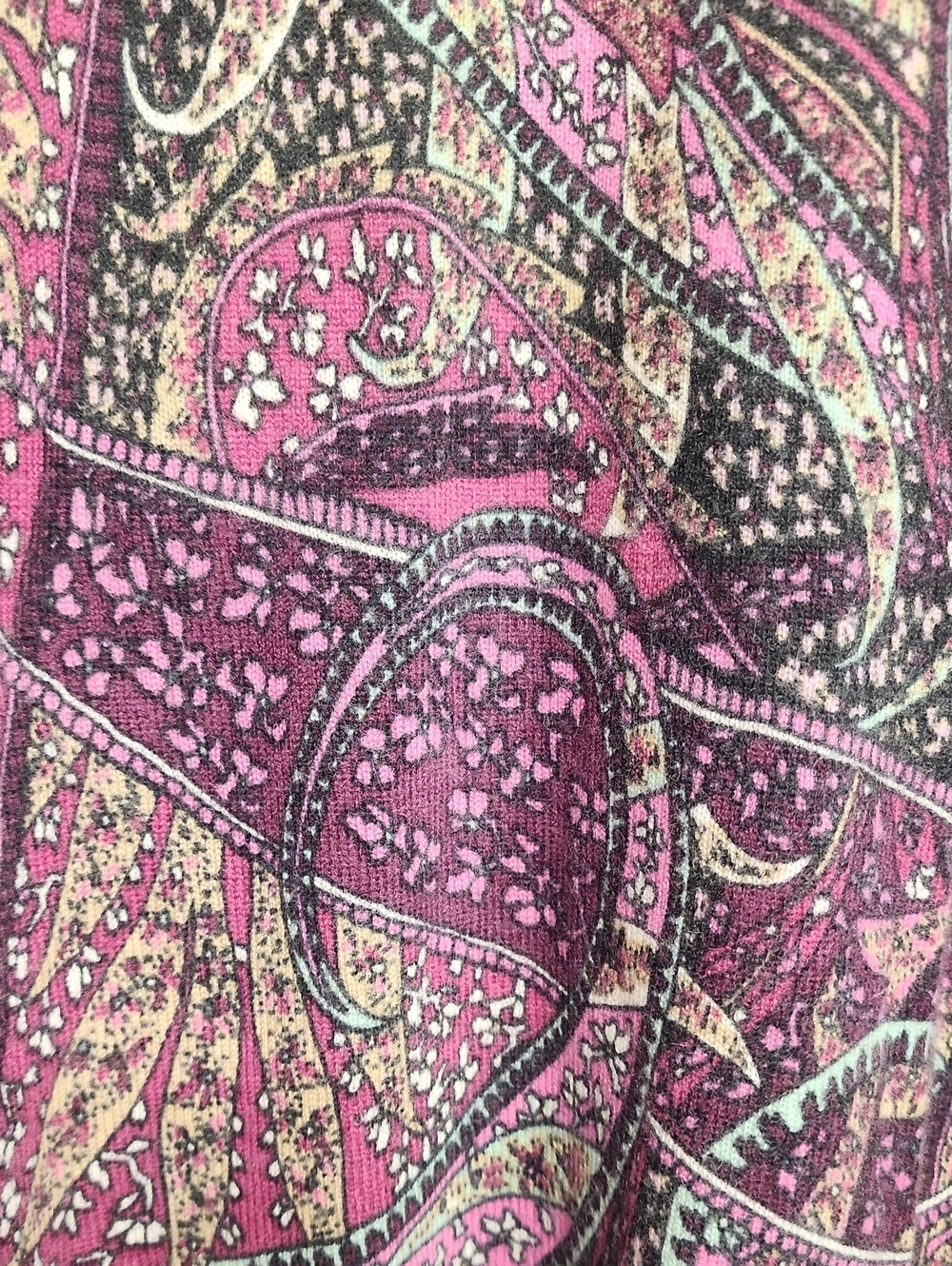 Talbots Petite XL Pure Cashmere SOFT Paisley Pullover - Pink Black Cream Accents - Picture 3 of 7